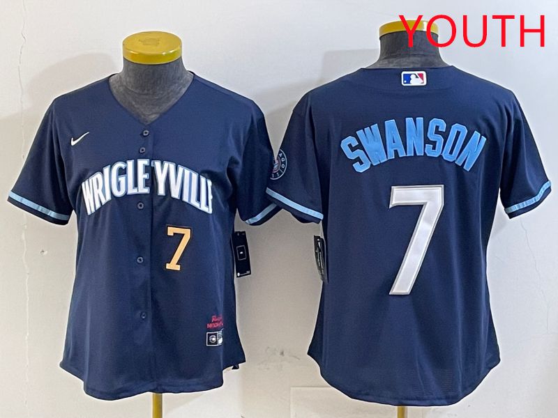 Youth Chicago Cubs #7 Swanson Blue City Edition Game 2025 Nike MLB Jersey style 5